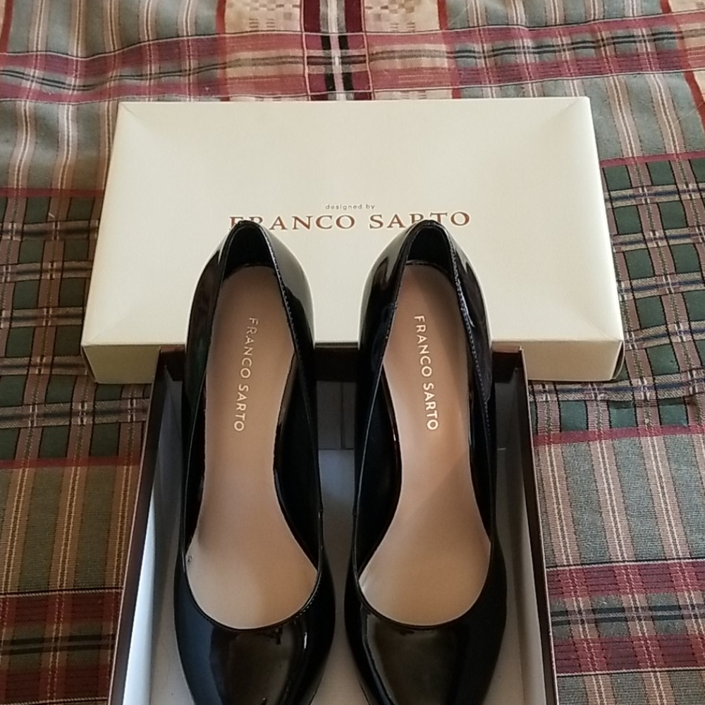 Franco Sarto Black Patent Pumps Sz 10